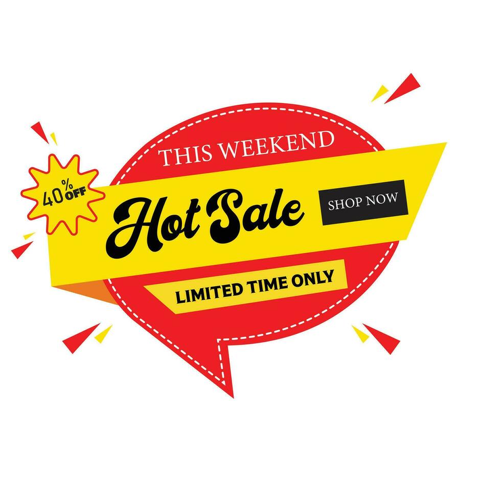 Flash sale discount modern Web Banner Element With hot Offer Label vector Illustration design. Exclusive red tag sticker.