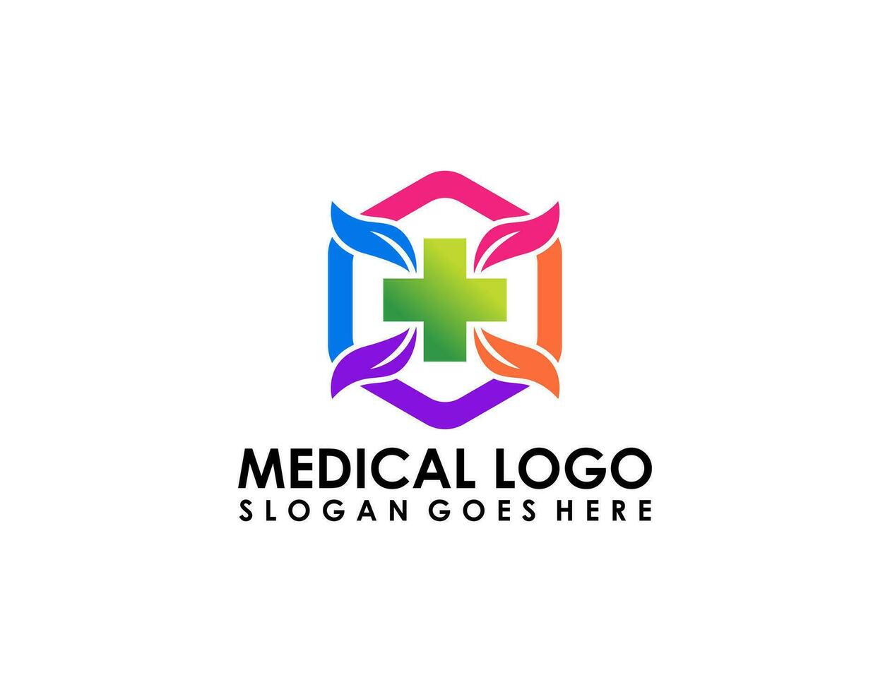 Cruz más elementos de plantilla de diseño de icono de logotipo médico vector