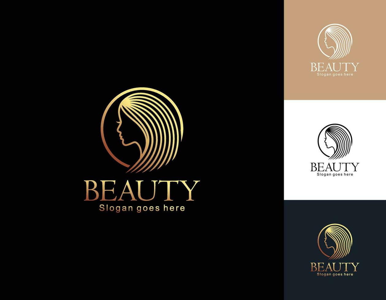 Beauty hair salon logo design for business with golden gradient color concept Premium Vector 1