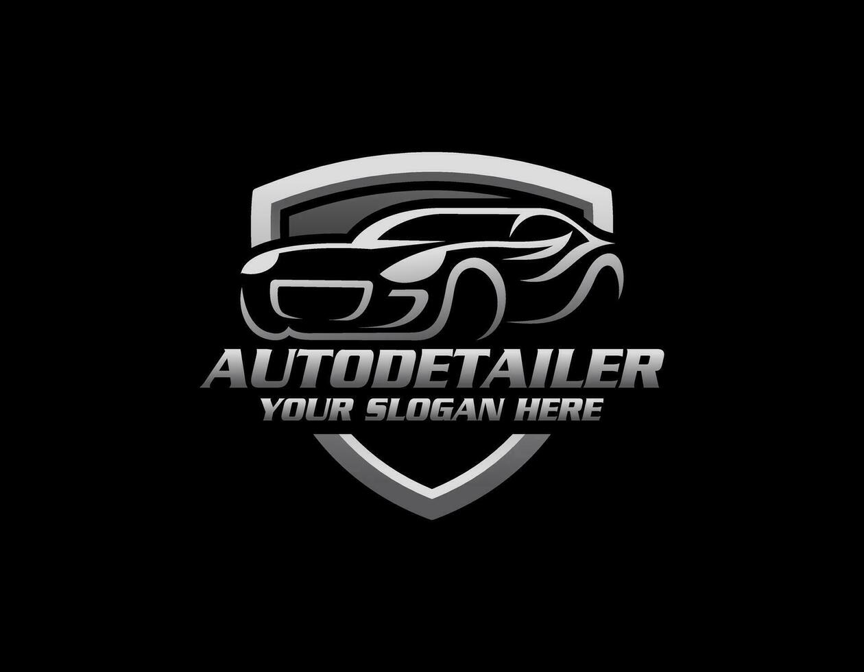 Auto style car logo design with concept sports vehicle silhouette vector