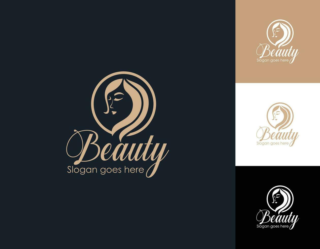 Beauty woman logo with flower line art concept and business card for beauty salon Premium Vecto vector