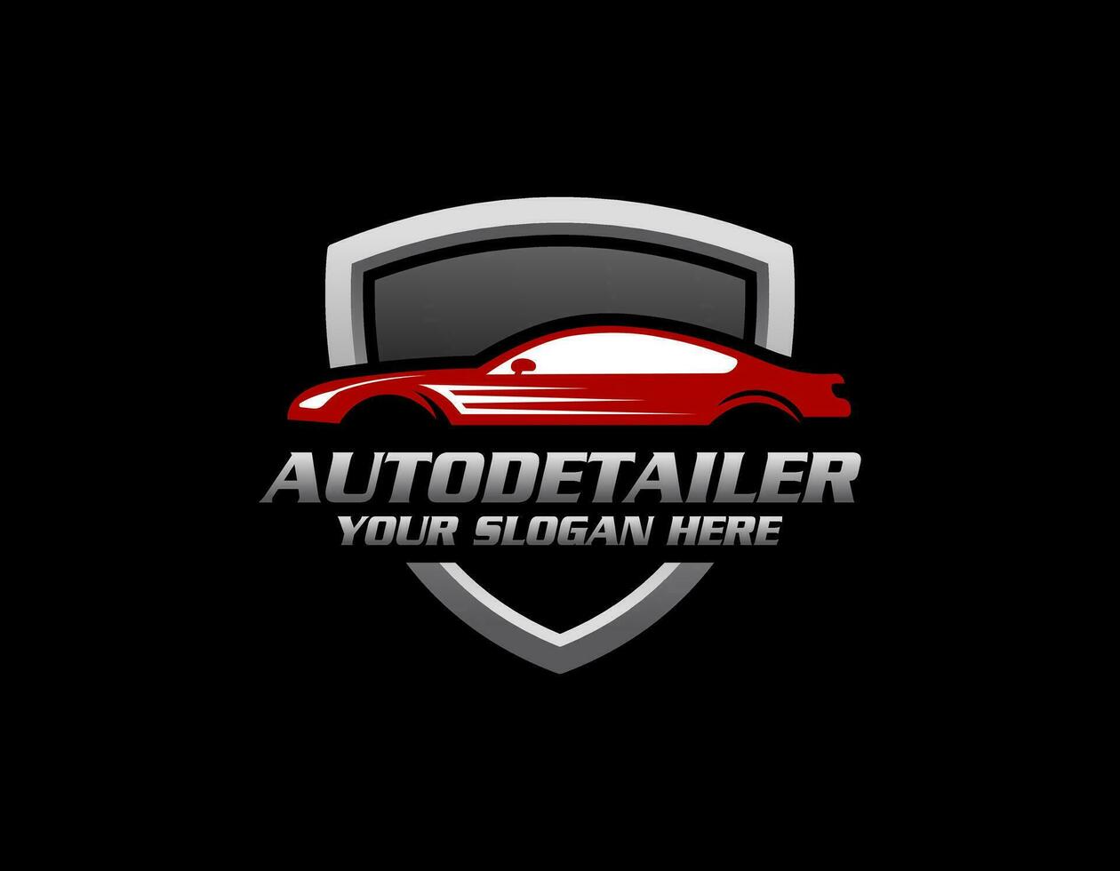 Auto style car logo design with concept sports vehicle icon silhouette on light grey background. Vector illustration.