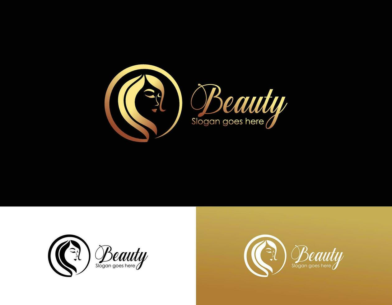 Vector template logo for beauty salon stylized long haired woman