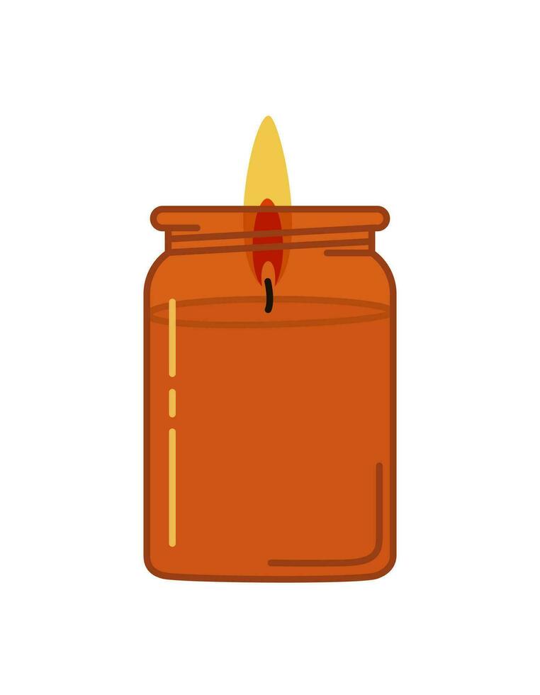 perfumado ardiente cera vela en un vaso frasco. hogar aromaterapia, hogar decoración. vector aislado ilustración