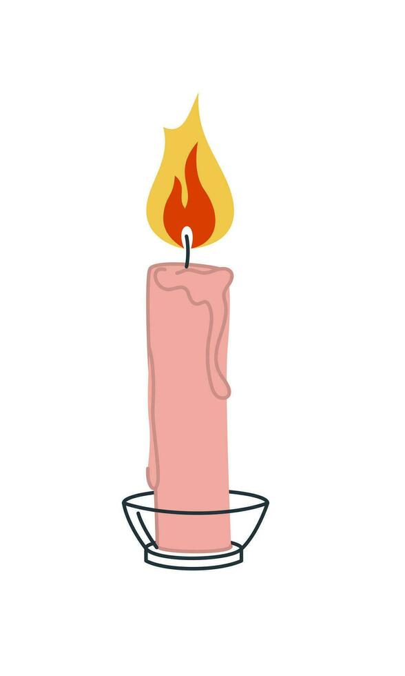 Scented wax candle. Home aromatherapy, home decoration. Vector isolated illustration