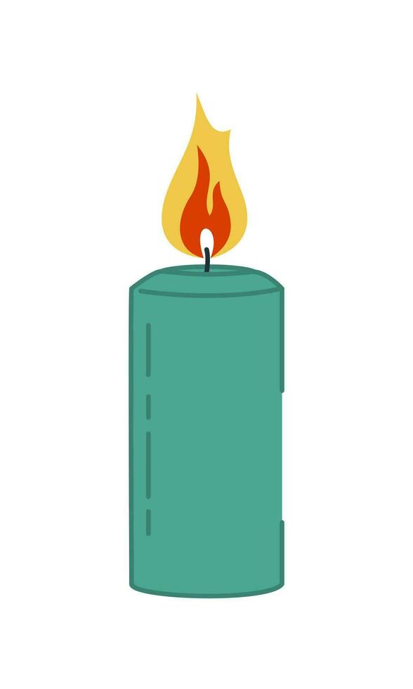 Scented burning wax candle. Home aromatherapy, home decoration. Vector isolated illustration