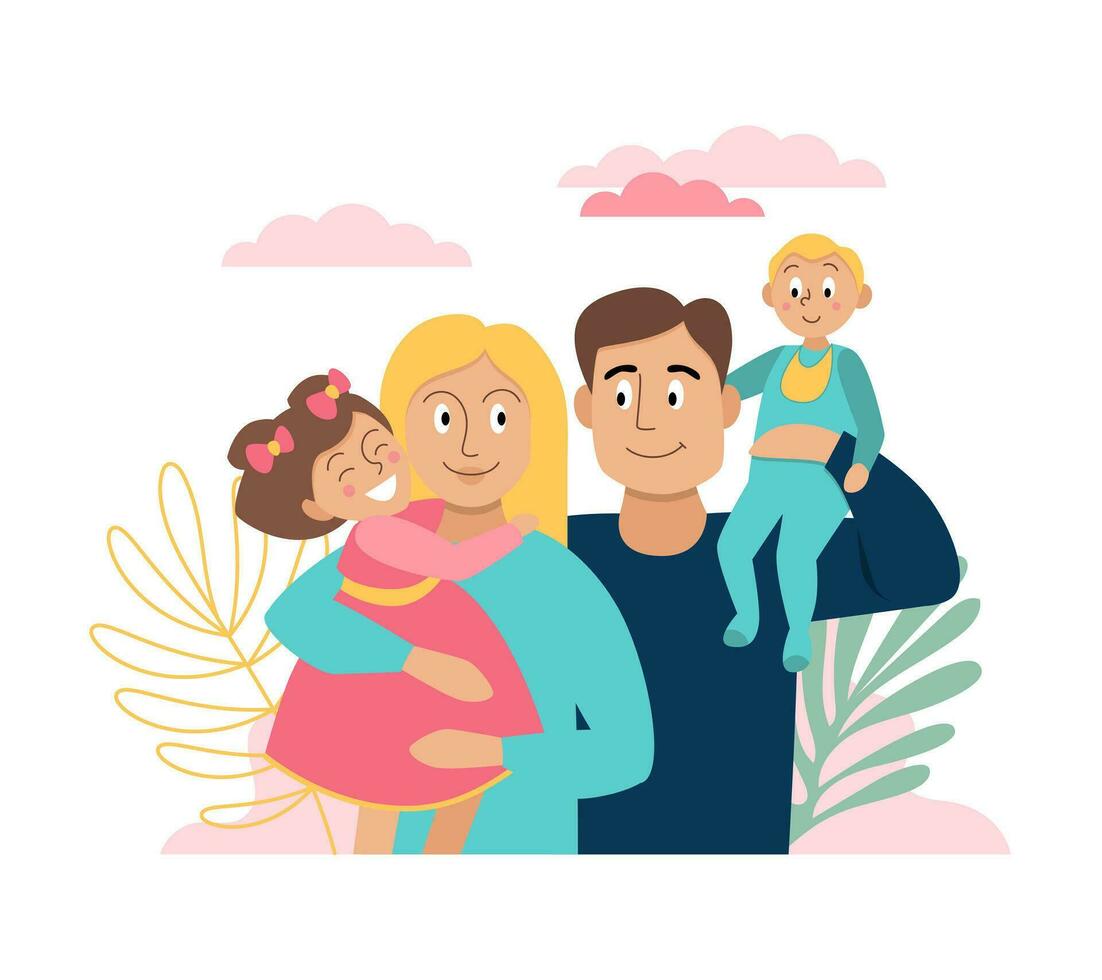 vector plano ilustración de un contento familia