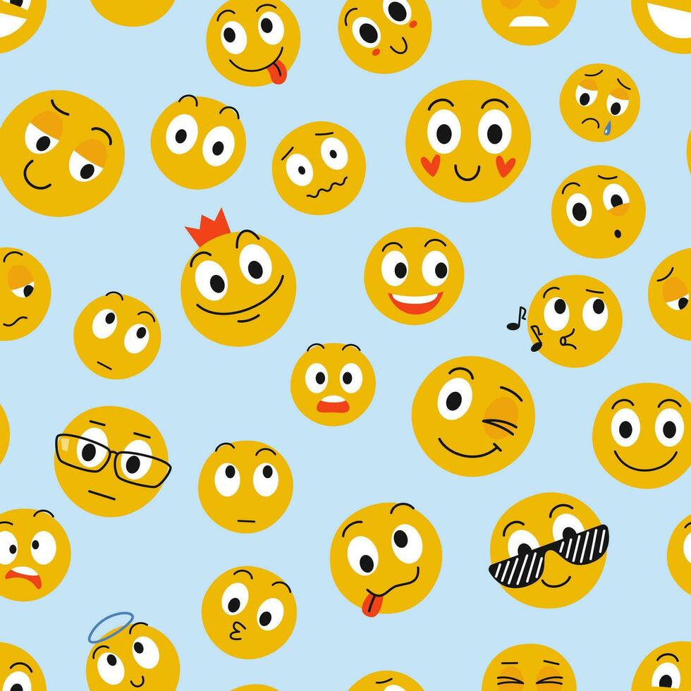 Emoji pattern. Emoticon vector background. Flat illustration for social networks