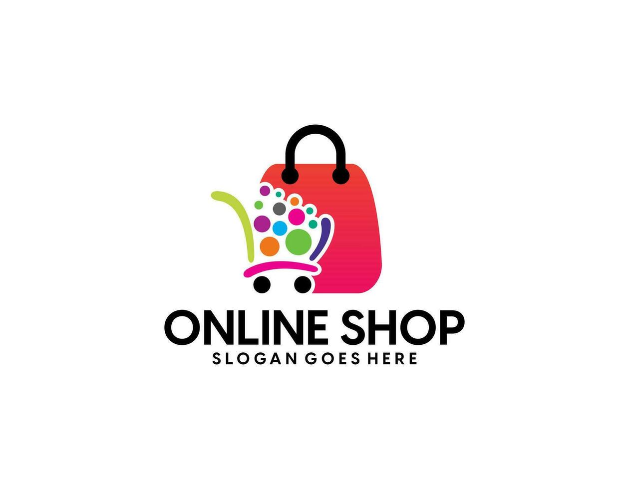 Online shop logo template design vector