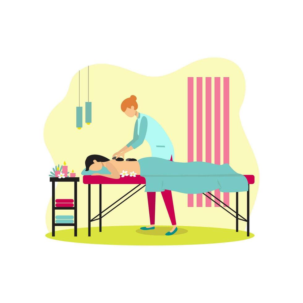 Beauty service. Spa. Beauty procedure. Massage. Vector. Color illustration. Flat design. vector