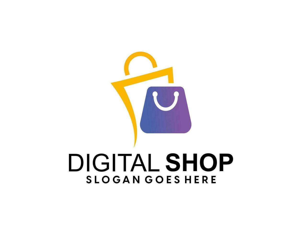 en línea tienda logo diseños modelo. ilustración vector gráfico de compras bolsa, computadora y ratón logo. Perfecto para comercio electrónico, venta, Tienda web elemento. empresa emblema.