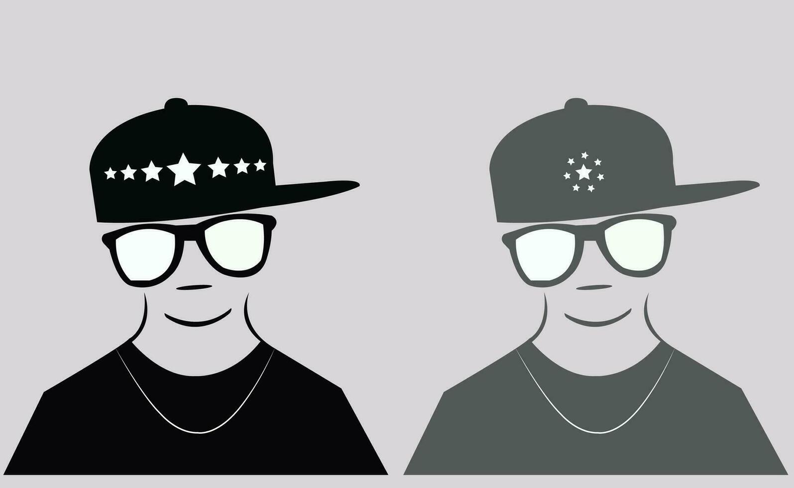 A handsome young man wearing sunglasses and cap black boy. vector