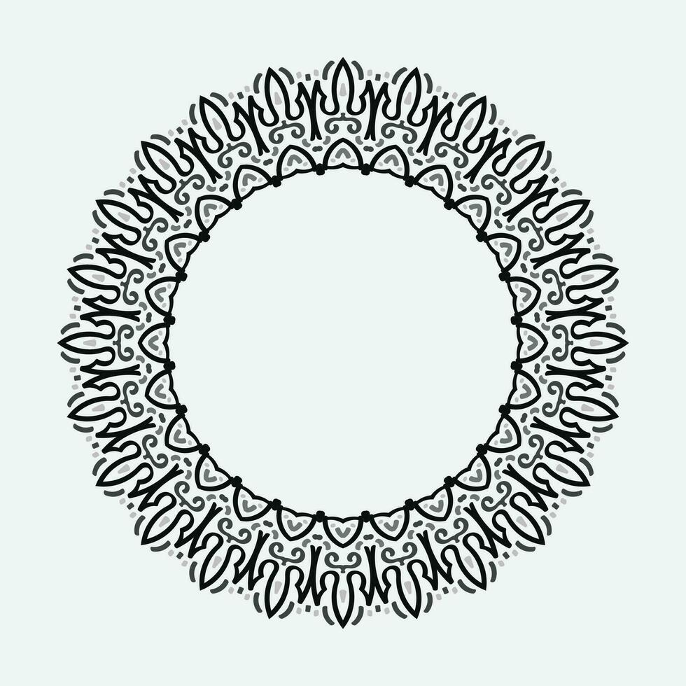 Round ornamental frame, black and white frame, Arabic, Andalusian, Oriental, Arabesque styles. vector