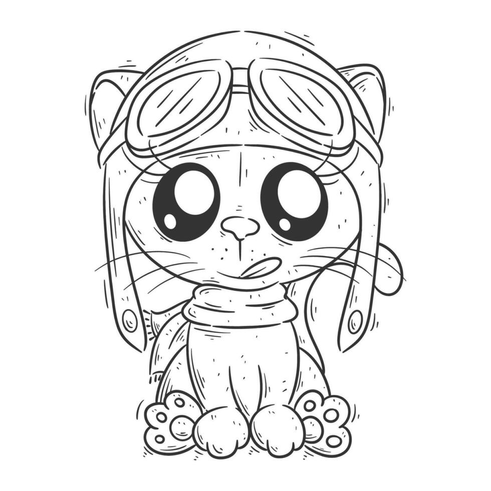 Lioness sitting and wearing hat for coloring vector