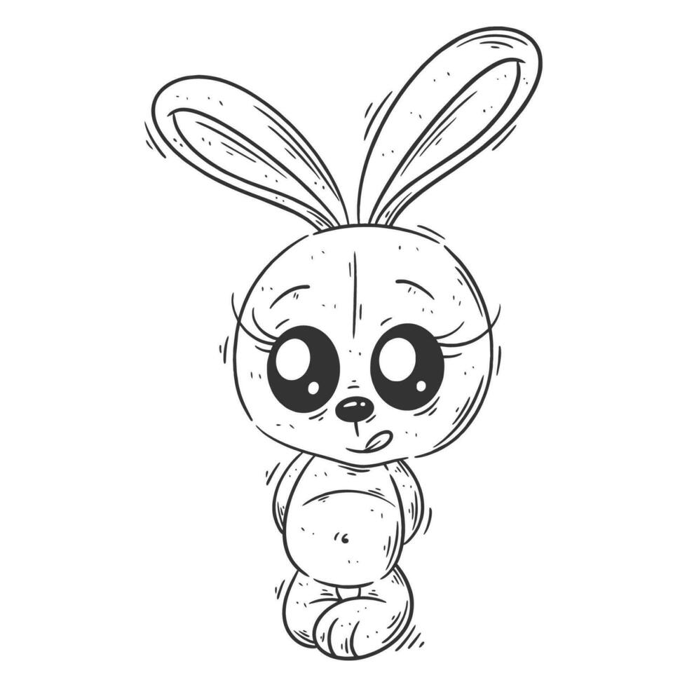 Cute bunny is standing alone without friends for coloring vector