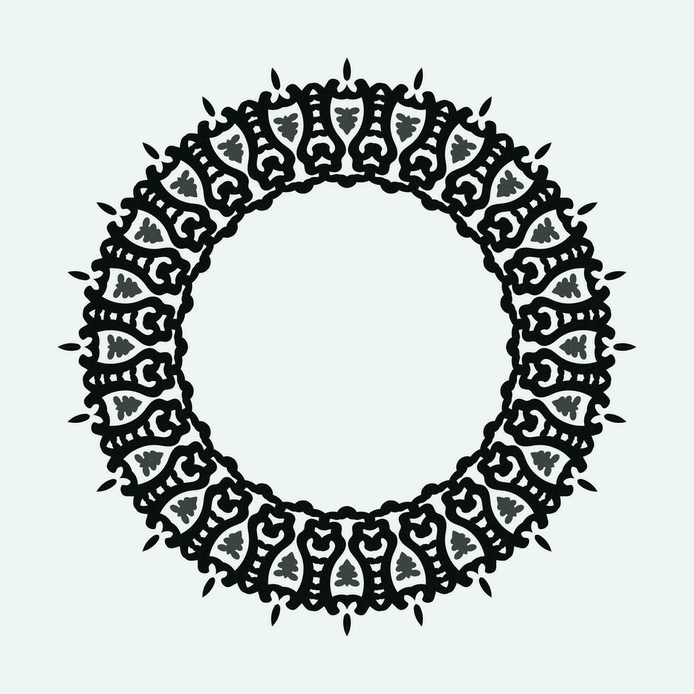 Round ornamental frame, black and white frame, Arabic, Andalusian, Oriental, Arabesque styles. vector