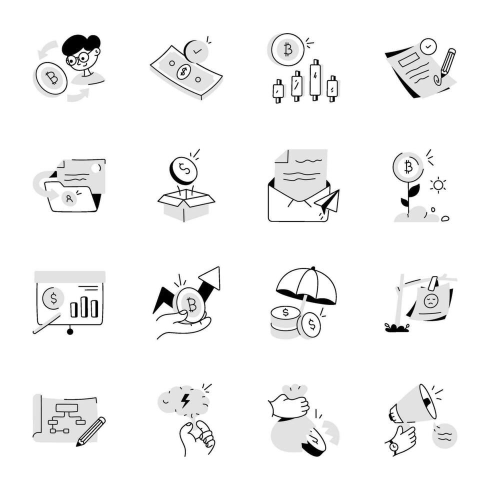 Modern Set of Finance Ideas Hand Drawn Icons vector