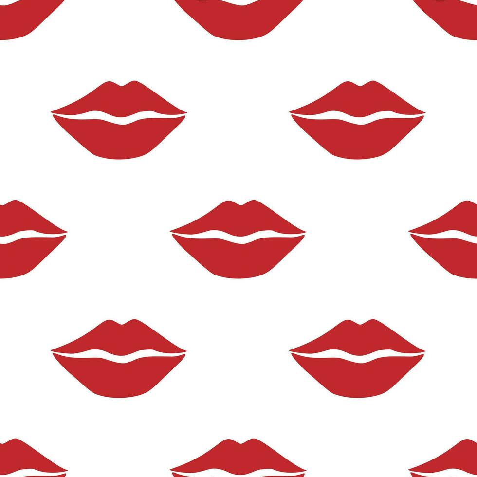 vector sin costura modelo con rojo labios aislado en blanco antecedentes. retro glamour rojo labios fondo de pantalla