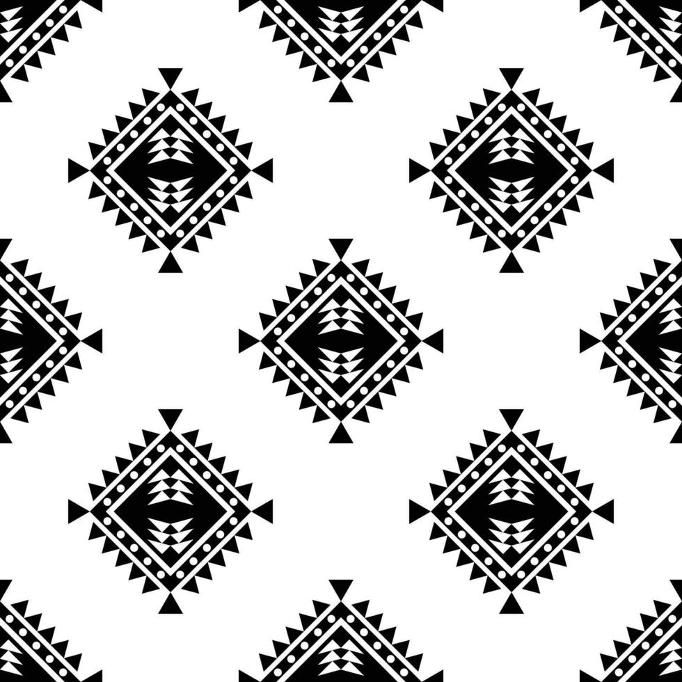 Tribal seamless repeat pattern with geometric shape. Vector abstract with ethnic motive. Indigenous art illustration. Black and white colors. Design for textile, fabric, shirt, printing, decorative.