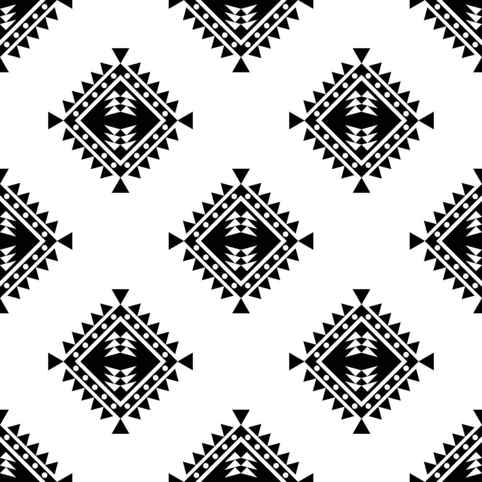 Tribal seamless repeat pattern with geometric shape. Vector abstract with ethnic motive. Indigenous art illustration. Black and white colors. Design for textile, fabric, shirt, printing, decorative.