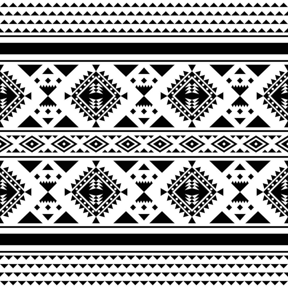Seamless ethnic pattern in Aztec and Navajo style. Abstract unique tribal geometric shape design for textile template and ornament. Black and white colors. vector