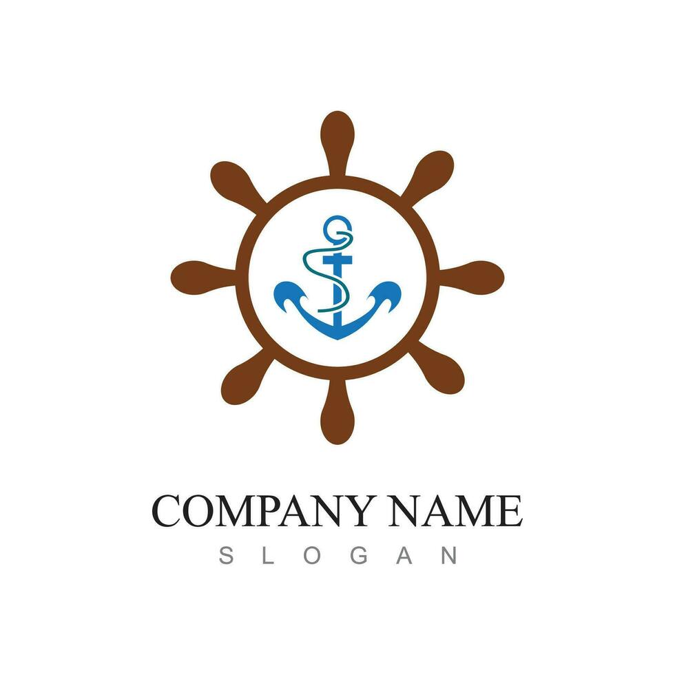 marina retro emblemas logo con ancla y soga, ancla logo - vector