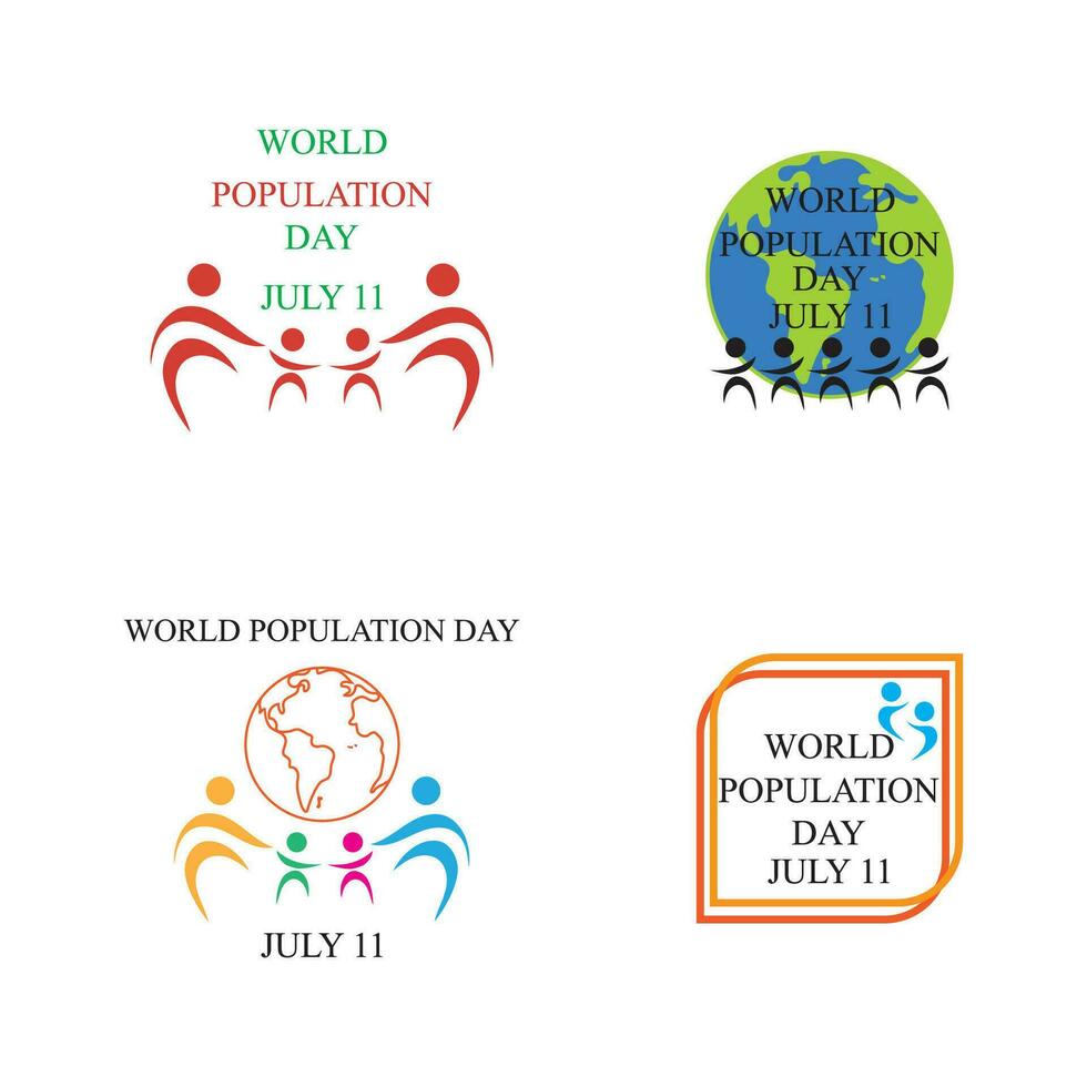 vector ilustración de mundo población día concepto, 11 de julio. superpoblado, sobrecargado, explosión de mundo población y inanición.