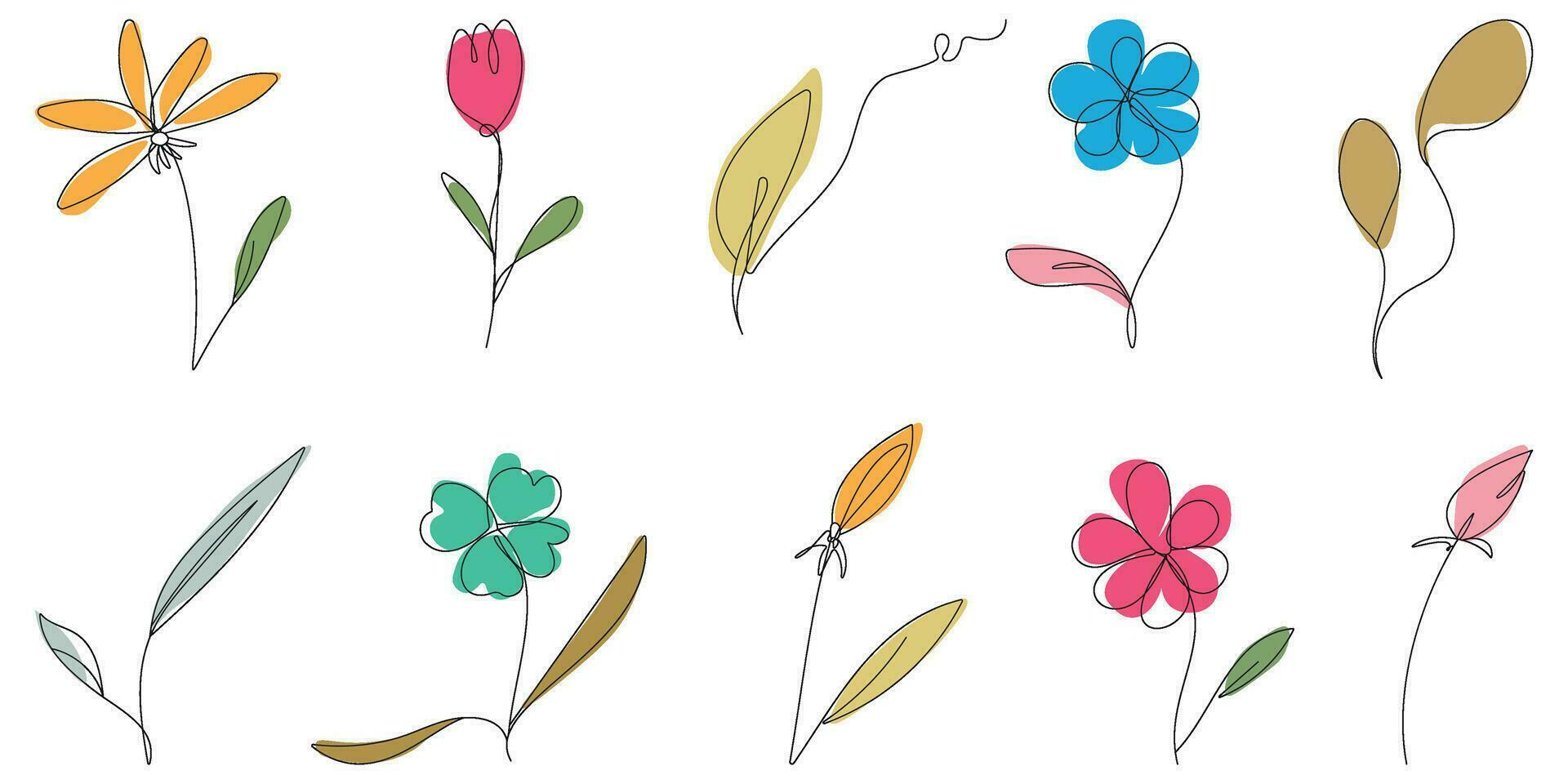 Hand Drawn Floral Doodles.Hand Drawn Floral Elements.Illustration in hand drawn line style.Vector elements for wedding design.Trendy for tattoo design.Vector elements for logo design vector