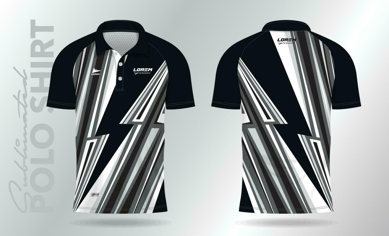 black and white polo shirt mockup template design for sport uniform vector