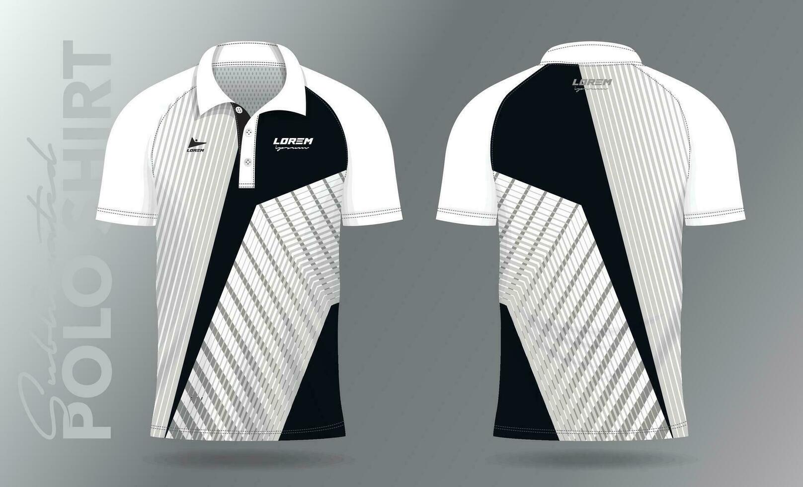 black and white polo shirt mockup template design for sport uniform vector