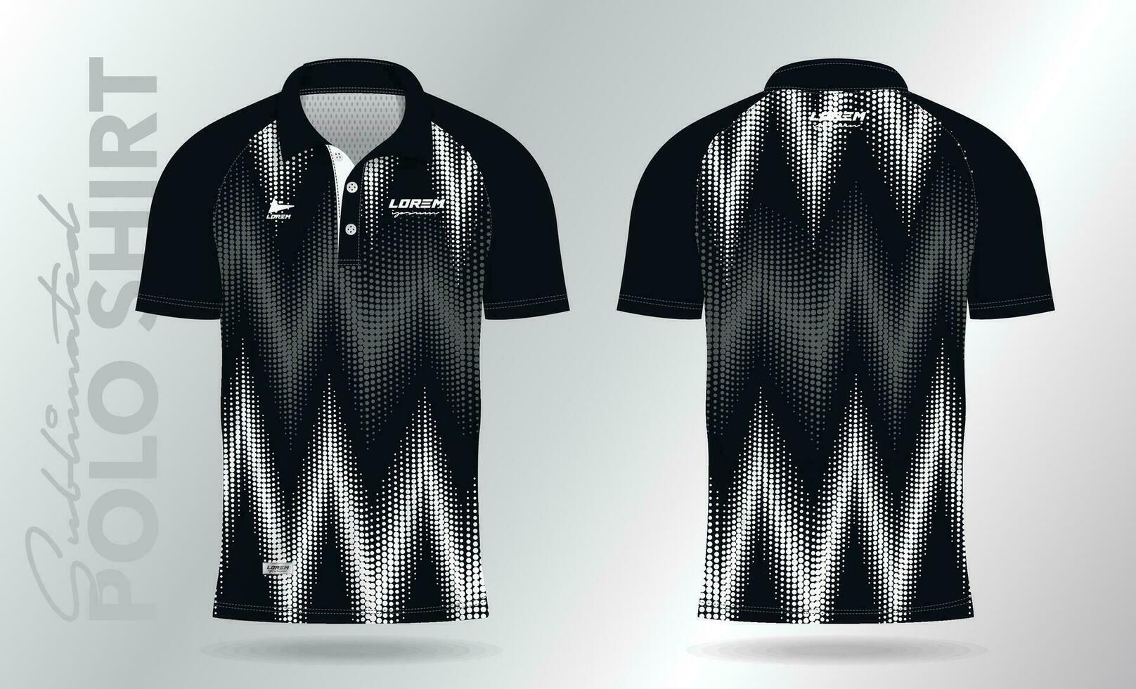 black and white polo shirt mockup template design for sport uniform vector