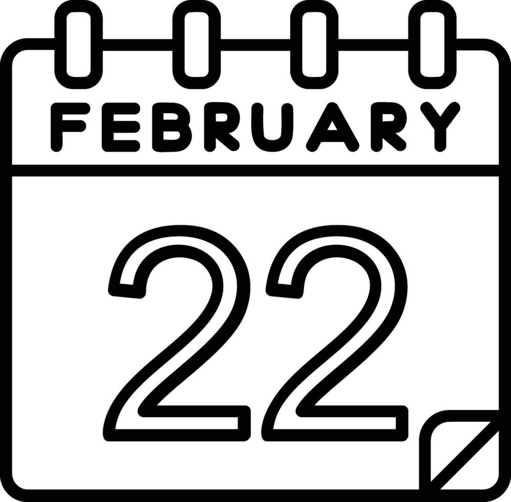 22 febrero línea icono vector