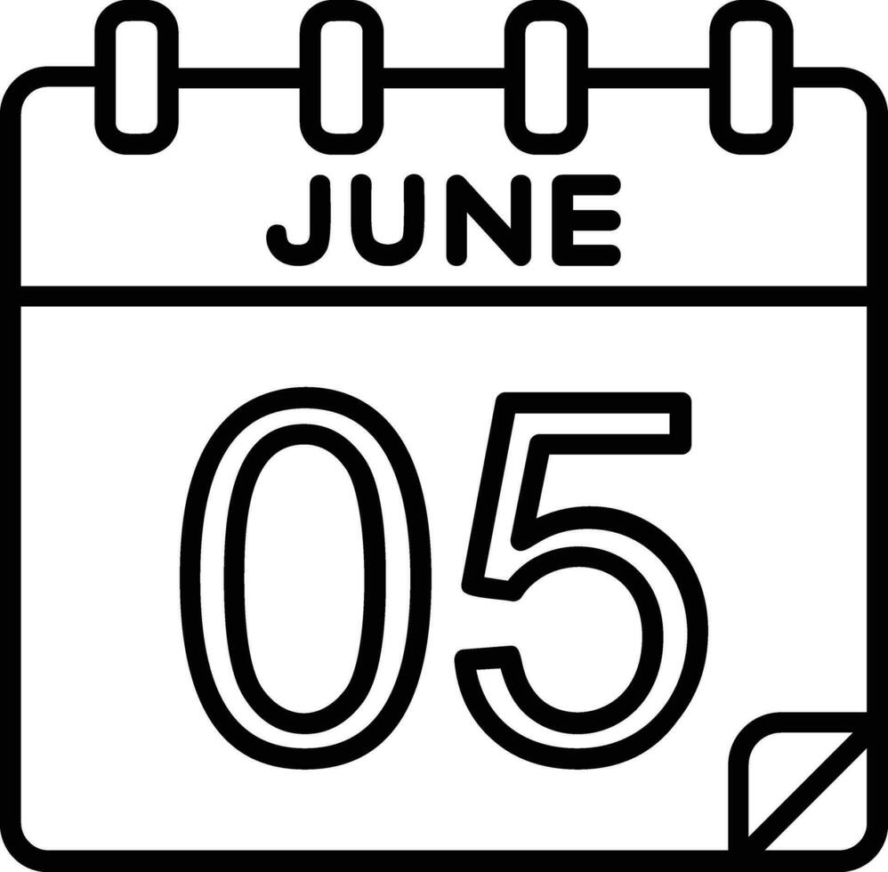 5 June Line Icon vector