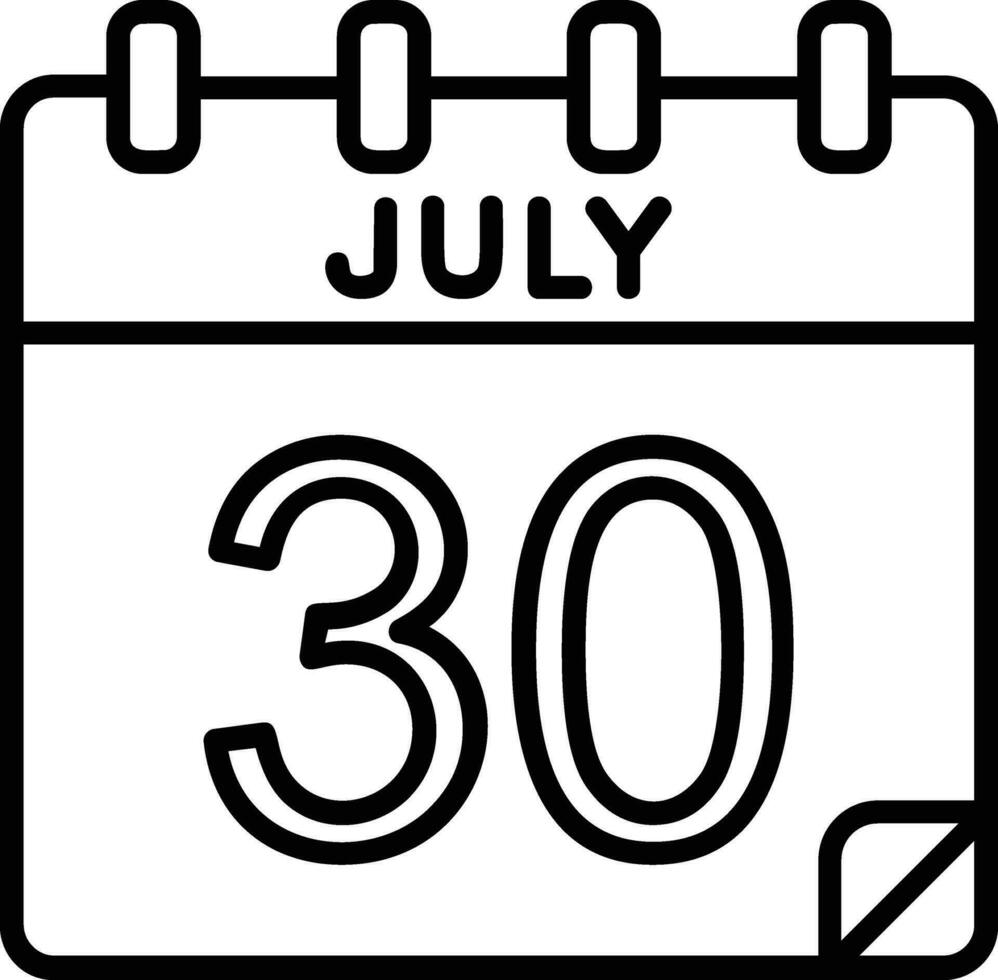 30 July Line Icon vector