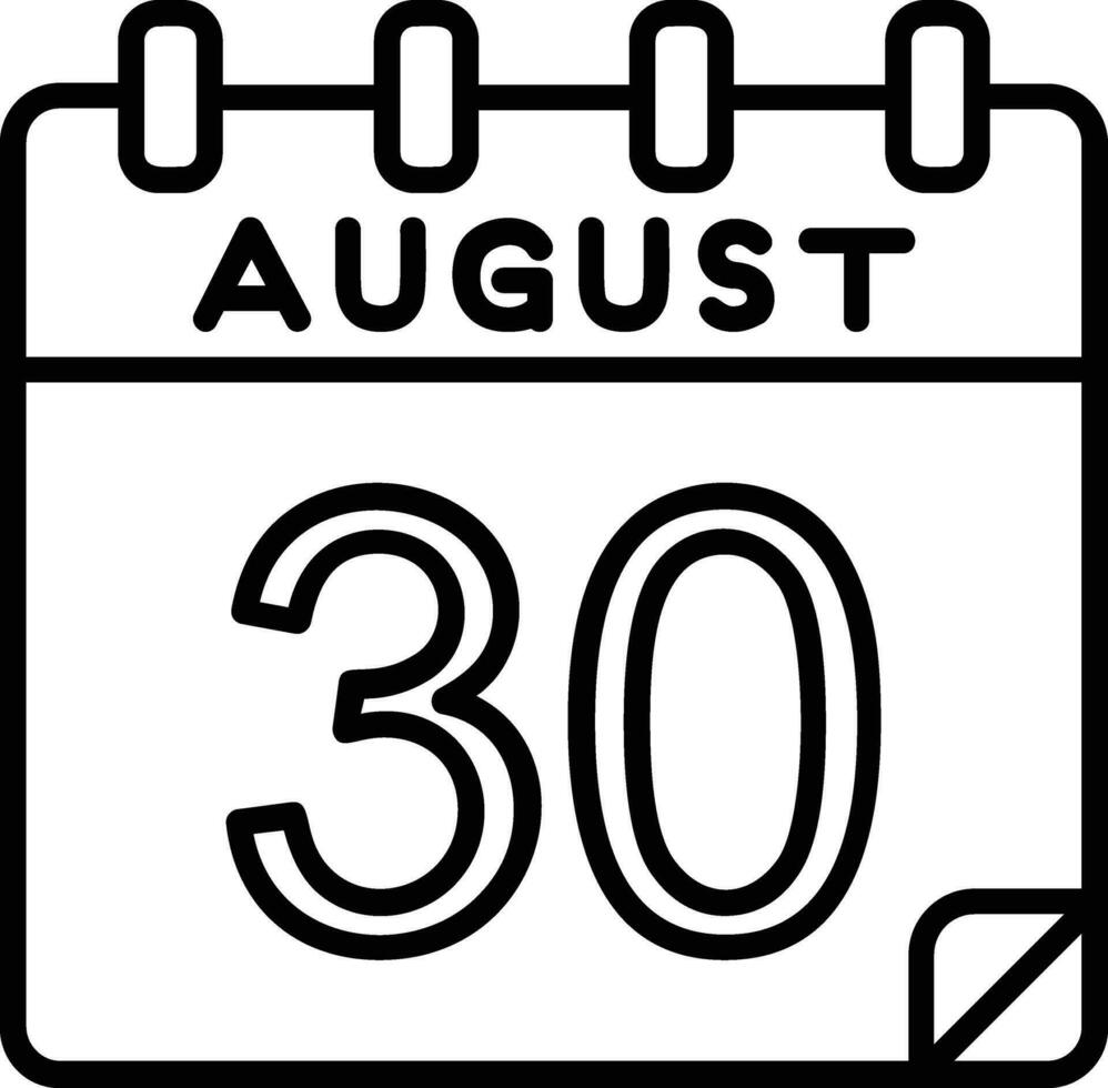30 August Line Icon vector