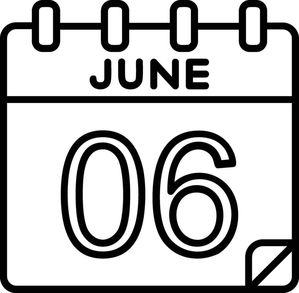 6 June Line Icon vector