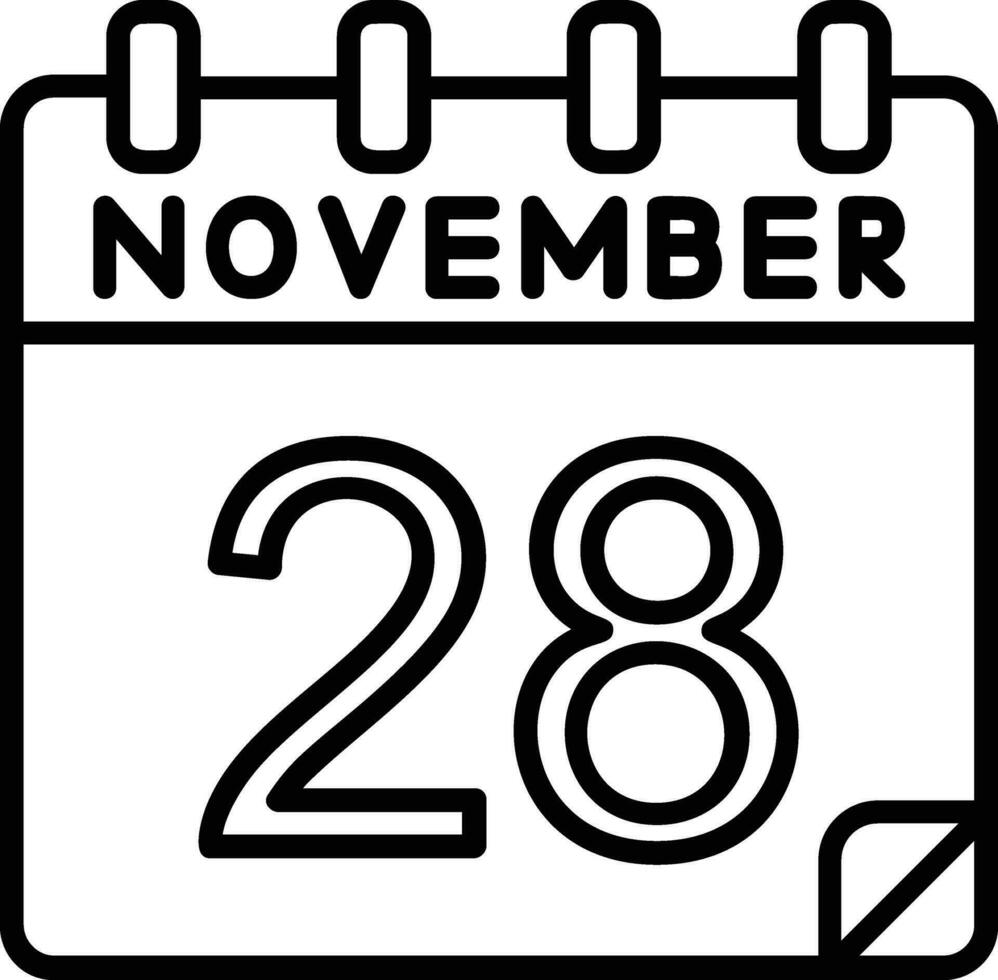 28 noviembre línea icono vector