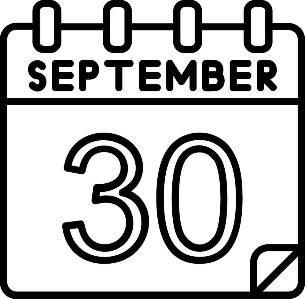 30 September Line Icon vector