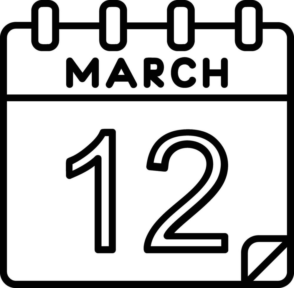 12 marzo línea icono vector