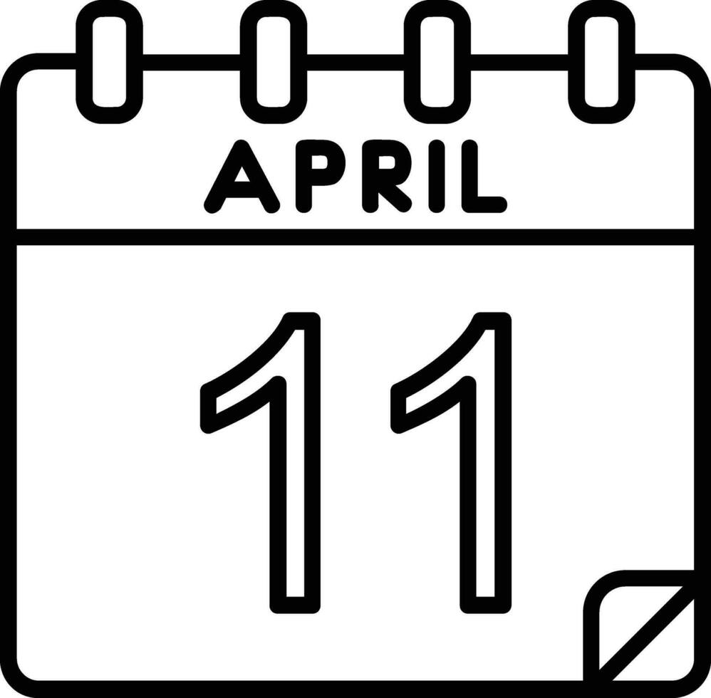 11 abril línea icono vector