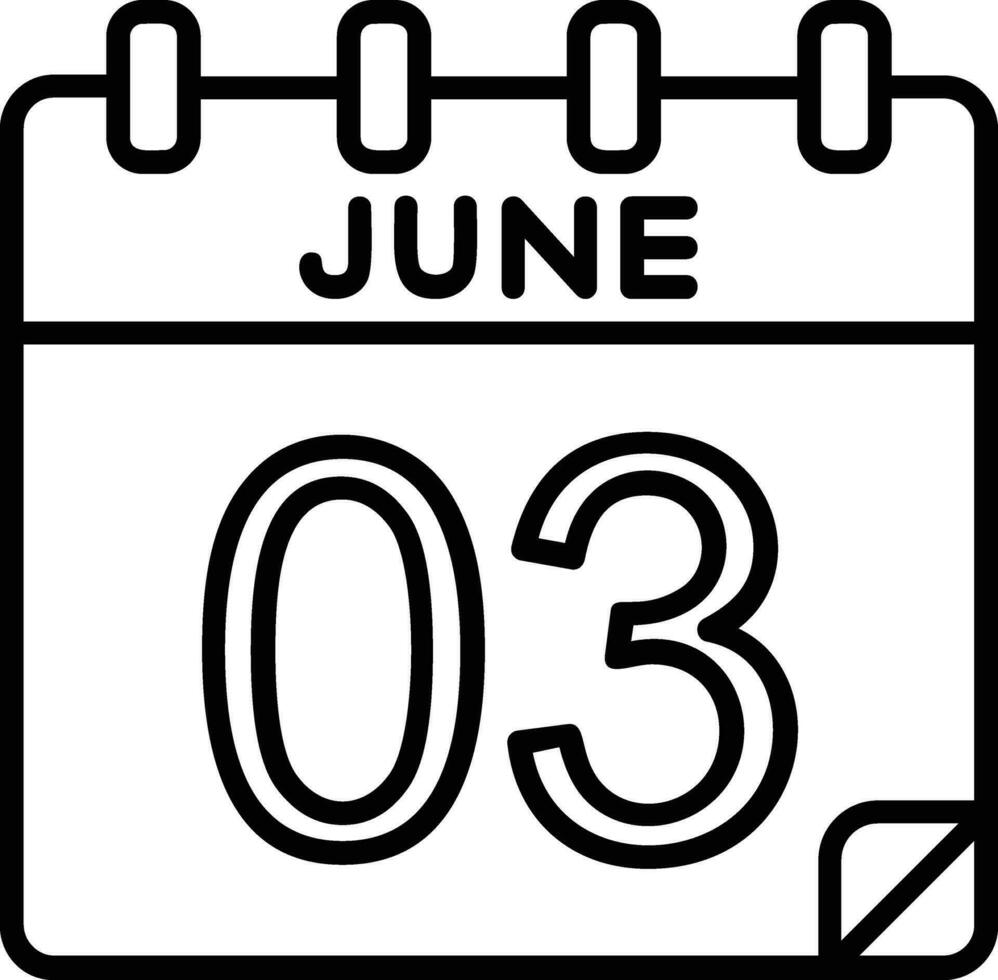 3 June Line Icon vector