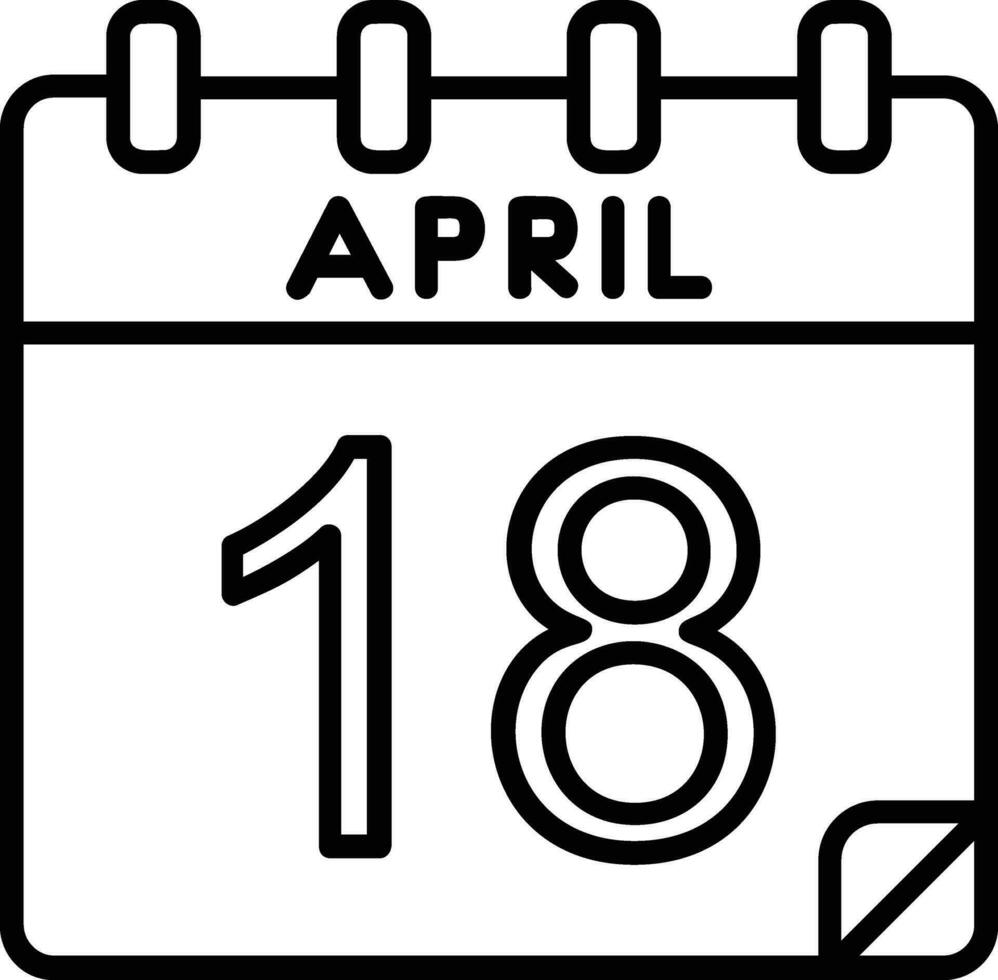 18 abril línea icono vector
