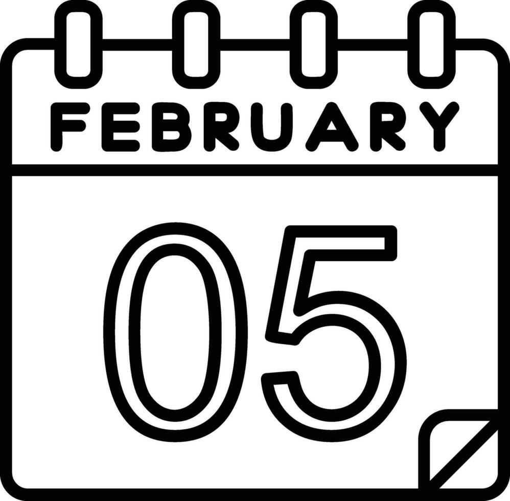 5 February Line Icon vector