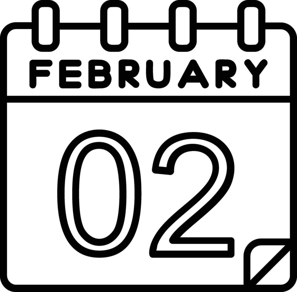 2 February Line Icon vector