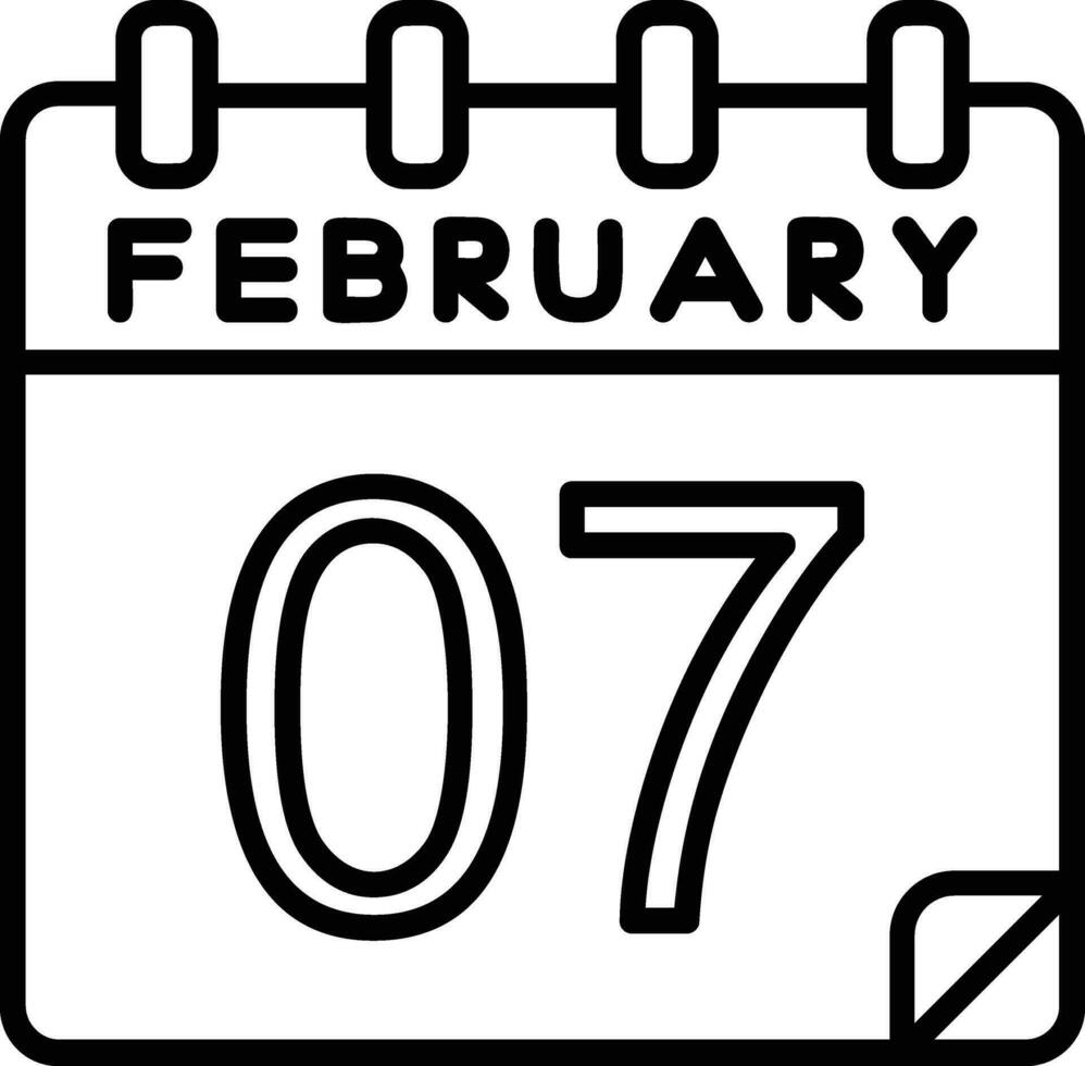 7 February Line Icon vector