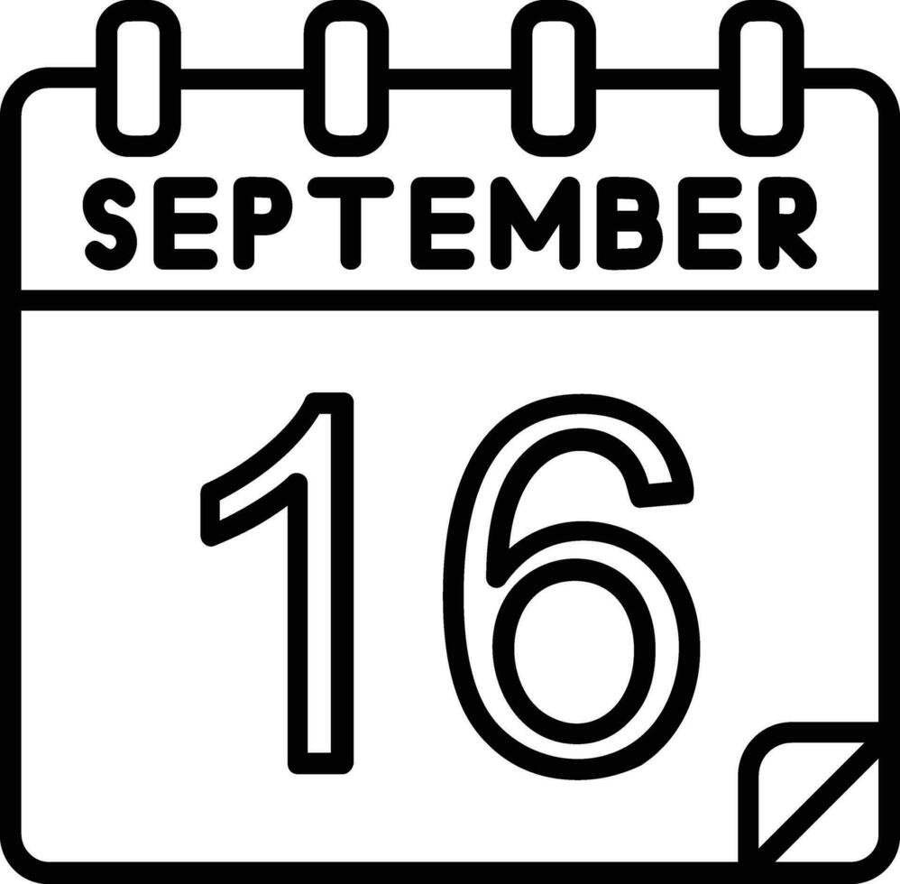 16 September Line Icon vector