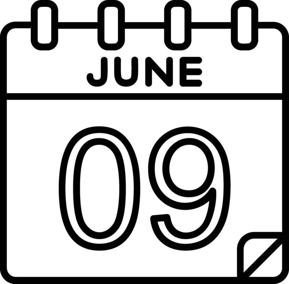9 June Line Icon vector