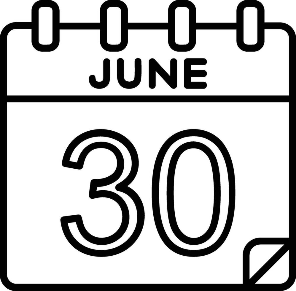 30 June Line Icon vector