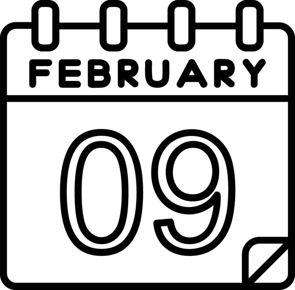 9 February Line Icon vector