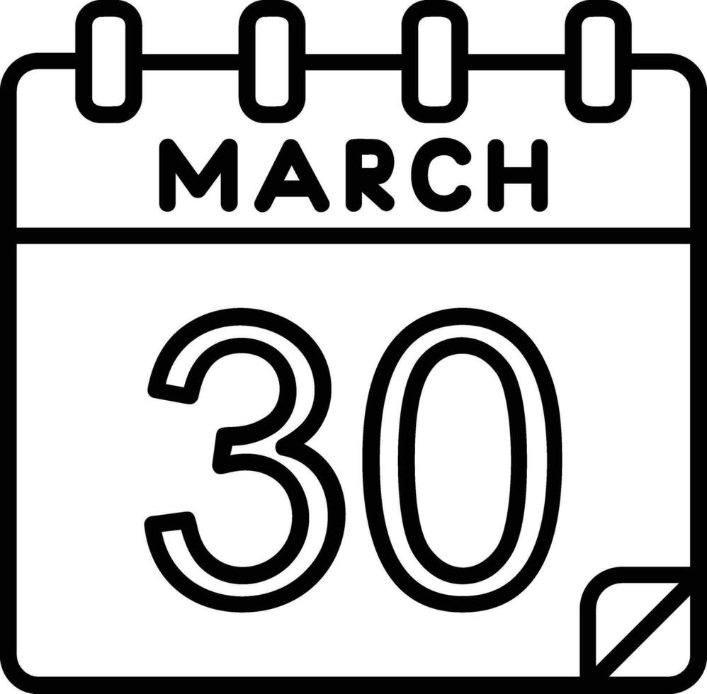 30 March Line icon vector